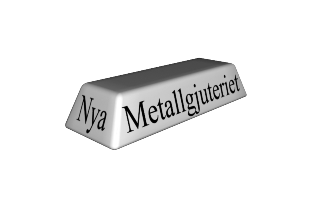 AB Nya Metallgjuteriets logotyp – aluminiumtacka